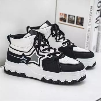 Men s shoes new 2024 autumn and winter student leisure sports wear-resistant trend versatile niche popular men s high-top board shoes 39