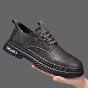 Men s shoes new autumn and winter dress business black leather surface waterproof and wear-resistant retro British going out for a walk casual leathe 39