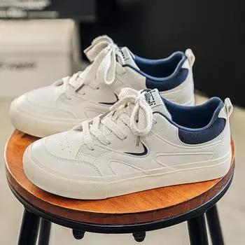 Men s shoes new autumn and winter leisure sports Korean version leather surface waterproof flat bottom wear-resistant niche popular men s trend boar 39