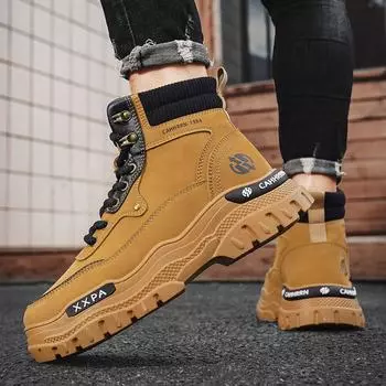 Men s shoes new casual Martin boots outdoor hiking boots men s high-top retro platform tooling short boots 39