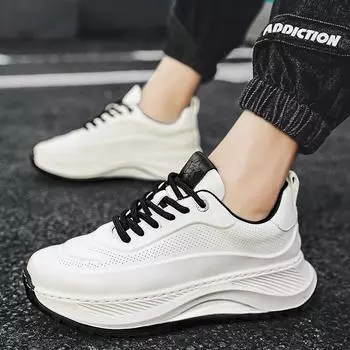 Men s shoes new dad shoes wear-resistant non-slip heightening leather sports shoes foreign trade explosion casual white shoes 39