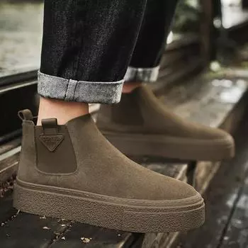 Men s shoes new high-top board shoes youth retro thick-soled feet flat-soled men s shoes trendy casual shoes 39