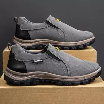 Men s shoes new leather waterproof casual shoes fashionable large size men s one-pedal walking shoes comfortable foreign trade shoes men s shoes 39 чёрный