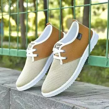 Men s shoes new mesh breathable sneakers men s lace-up one-pedal walking shoes casual shoes 39