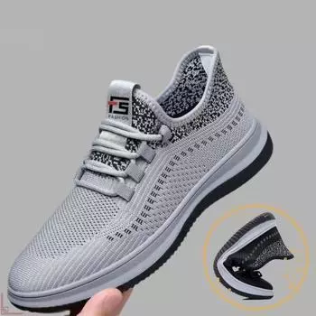Мужская обувь, новая сетчатая поверхность, легкая дышащая модная повседневная обувь, мужские кроссовки, без застежек, ленивые туфли 39