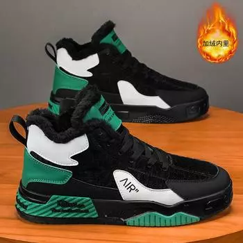 Men s shoes new sports high-top board shoes youth versatile classic fashion trendy shoes velvet thermal casual shoes 39