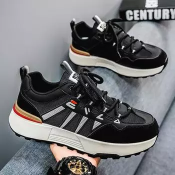 Men s shoes new spring 2025 youth leisure sports breathable trend versatile men s lightweight soft-soled dad shoes 39 чёрный