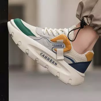 Men s shoes new spring and summer new retro mesh casual shoes men s teenagers platform heightening sports shoes trendy shoes 39