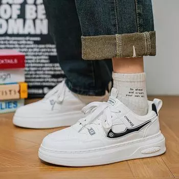 Men s shoes new spring casual board shoes youth sports non-slip heightening student street white shoes trendy shoes 39