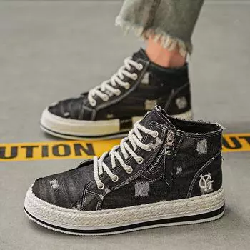 Men s shoes new thick-soled heightened non-slip milk, a certain board shoes men s personalized fringed straw shoes men s trendy shoes 39