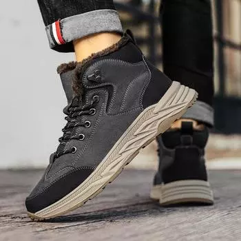 Men s shoes new velvet thermal boots Northeast thickened large cotton shoes outdoor sports mountaineering snow boots 38