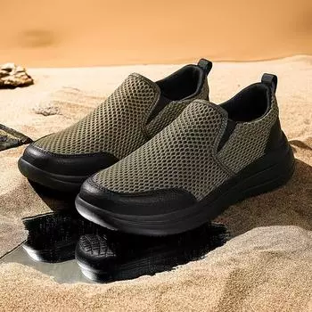 Men s shoes overfitting lazy shoes solid color breathable mesh casual shoes summer lightweight platform sports shoes 39