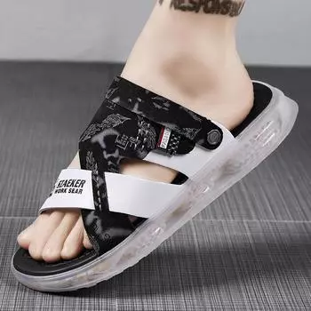 Men s shoes sandals slippers dual-purpose 2024 new summer platform beach shoes casual versatile open-toed cool slippers 39 чёрный