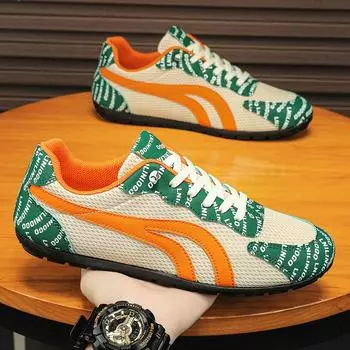 Men s Shoes Sneakers 2024 Autumn Breathable Mesh Sports Leisure Shoes Soft Soled Non Slip Lightweight Comfort Skateboard Shoes 39 оранжевый
