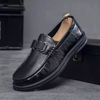 Men s shoes spring 2024 new breathable one-pedal lazy shoes men s trend British men s casual leather shoes men s 39