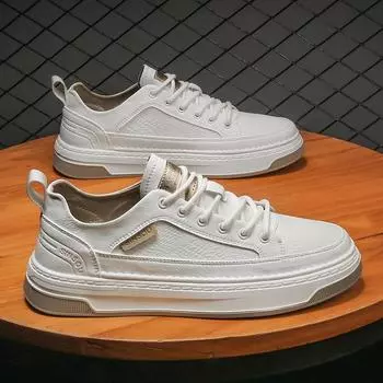 Men s shoes spring 2024 new leather breathable versatile casual flat shoes one pedal work sports little white tide shoes 39