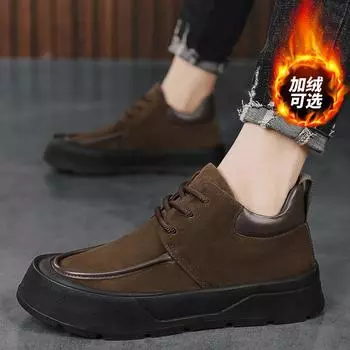 Men s shoes spring 2025 live broadcast anti-velvet breathable casual leather shoes trendy tooling British business formal Martin boots men 39