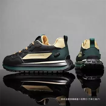 Men s shoes spring 2025 new breathable casual sports shoes non-slip soft-soled white shoes men s trendy dad shoes 39