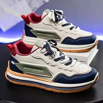 Men s shoes spring 2025 new breathable casual sports shoes non-slip soft-soled white shoes men s trend dad trendy shoes 39