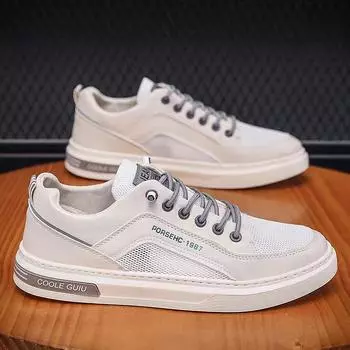 Men s shoes spring 2025 new casual leather shoes men s little white board shoes breathable versatile white shoes lightweight sports trendy shoes 39