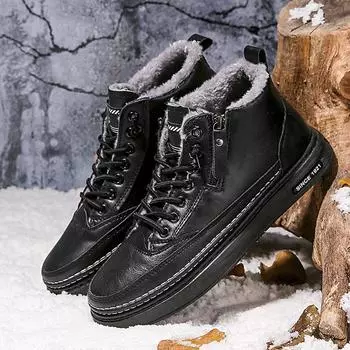 Men s shoes spring 2025 new high-top Martin boots piled and thickened warm casual shoes versatile work cold-proof cotton shoes 39 хаки