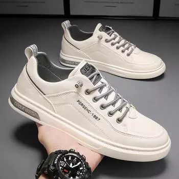 Men s shoes spring 2025 new men s casual leather shoes trend versatile sports little white board shoes Korean version of men s trendy shoes 39