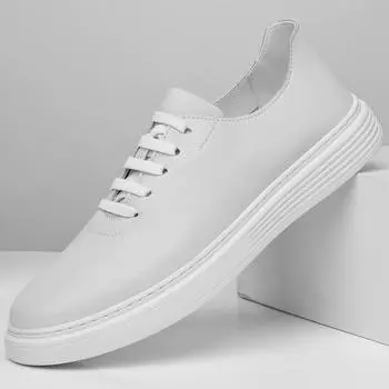 Men s shoes spring 2025 new soft-faced little white leather shoes men s daily travel comfortable board shoes personalized casual trendy shoes 37 белый