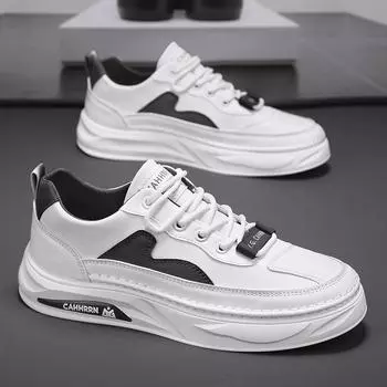 Men s shoes spring 2025 new trend versatile casual board shoes youth platform leather men s sports shoes 39