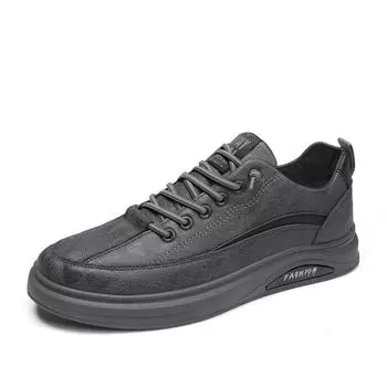 Men s shoes Spring 2025 new waterproof non-slip leather surface youth sneakers men versatile casual sports trendy shoes 39 серый