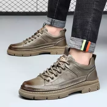 Men s shoes spring 2025 trend British style casual shoes men s leather soft sole soft surface versatile leather shoes men 38