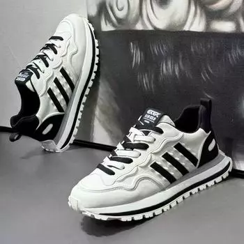 Men s shoes spring 25 new leather platform shoes men s three-bar casual sports dad shoes men s trendy shoes men 39