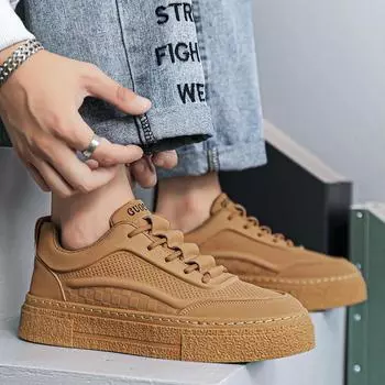 Men s shoes spring and autumn 2024 new Korean version of youth leisure sports heightening wear-resistant versatile white board shoes trendy shoes 39 чёрный