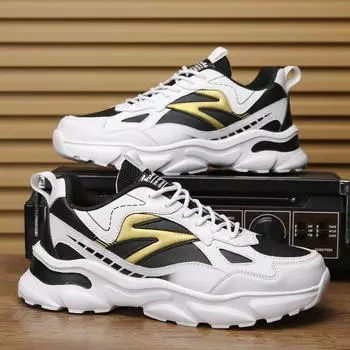 Men s shoes spring and autumn large size 46-38 youth sports and leisure running non-slip PU surface versatile little white dad tide 38