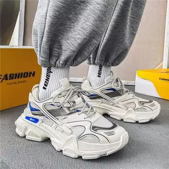 Men s shoes spring and autumn new thick-soled heightening casual dad shoes trendy shoes mesh breathable youth running sneakers 39
