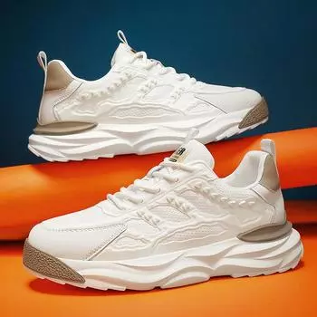 Men s shoes spring and autumn new low-top lace-up color matching trend sports shoes breathable thick-soled heightening shoes work casual shoes 39