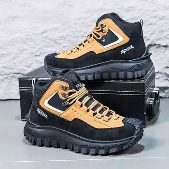 Men s shoes spring and autumn non-slip and wear-resistant outdoor youth high-top outdoor tooling shoes new men s flat Martin boots 39