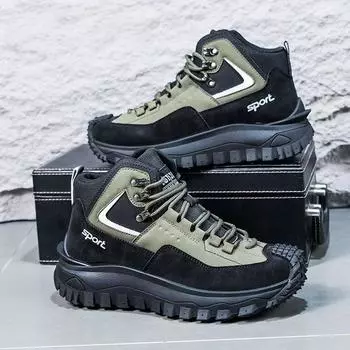 Men s shoes spring and autumn non-slip and wear-resistant outdoor youth high-top outdoor tooling shoes new men s flat Martin boots 39