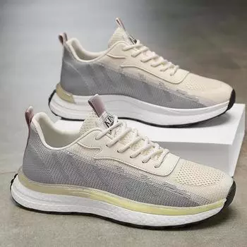 Men s shoes spring and summer 2024 new mesh breathable casual fashion sports shoes men s fly-woven platform running trendy shoes 39