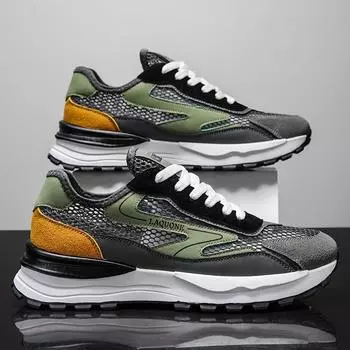 Men s shoes spring and summer 2025 new breathable thin sports mesh casual shoes men s hollow thick-soled wear-resistant dad shoes 39 темно-серого