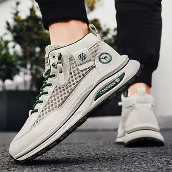 Men s shoes spring and summer breathable mesh casual sports shoes new men s thick-soled foot cover high-top thin trendy shoes mesh shoes 39