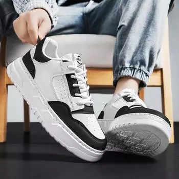 Men s shoes spring and summer fashion trend versatile leather platform white shoes men s youth Korean version casual sports board shoes 39