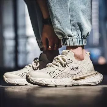 Men s shoes spring and summer new fly-woven breathable sneakers men s running shoes youth platform casual trendy shoes 39