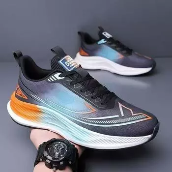 Men s shoes spring and summer new mesh running sports casual shoes versatile board shoes casual Forrest Gump shoes 39 чёрный