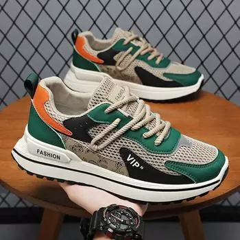 Men s shoes spring and summer new men s sports running shoes platform dad shoes mesh breathable hollow casual trendy shoes 31