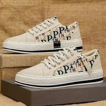 Men s shoes spring and summer trendy board shoes men s cloth shoes student teenagers straw corduroy fisherman shoes 2025 new 39