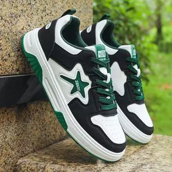 Men s shoes spring casual board shoes leather surface versatile trend sports shoes youth fashion student shoes soft sole white shoes 39