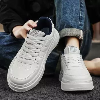 Men s shoes spring lightweight soft-soled non-slip board shoes sports and leisure design sense niche heightening shoes student versatile trendy shoes 39 бежевый