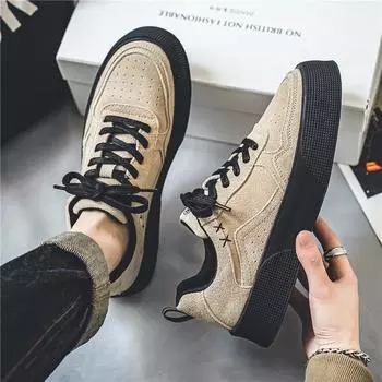 Men s shoes spring new 2024 retro casual sports shoes versatile low-top men s board shoes black work shoes 39