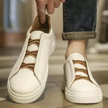 Men s shoes spring new board shoes student high sense white shoes versatile one-pedal casual fashion sports trendy shoes 39 чёрный