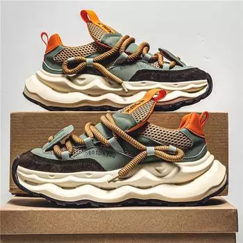 Men s shoes spring new casual shoes fashion teen men s sports shoes Korean version trend fashion platform dad shoes 39 зеленые хаки